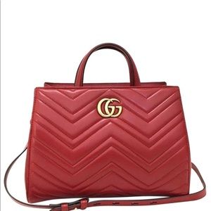 Authentic Gucci Marmont medium Red Leather Tote